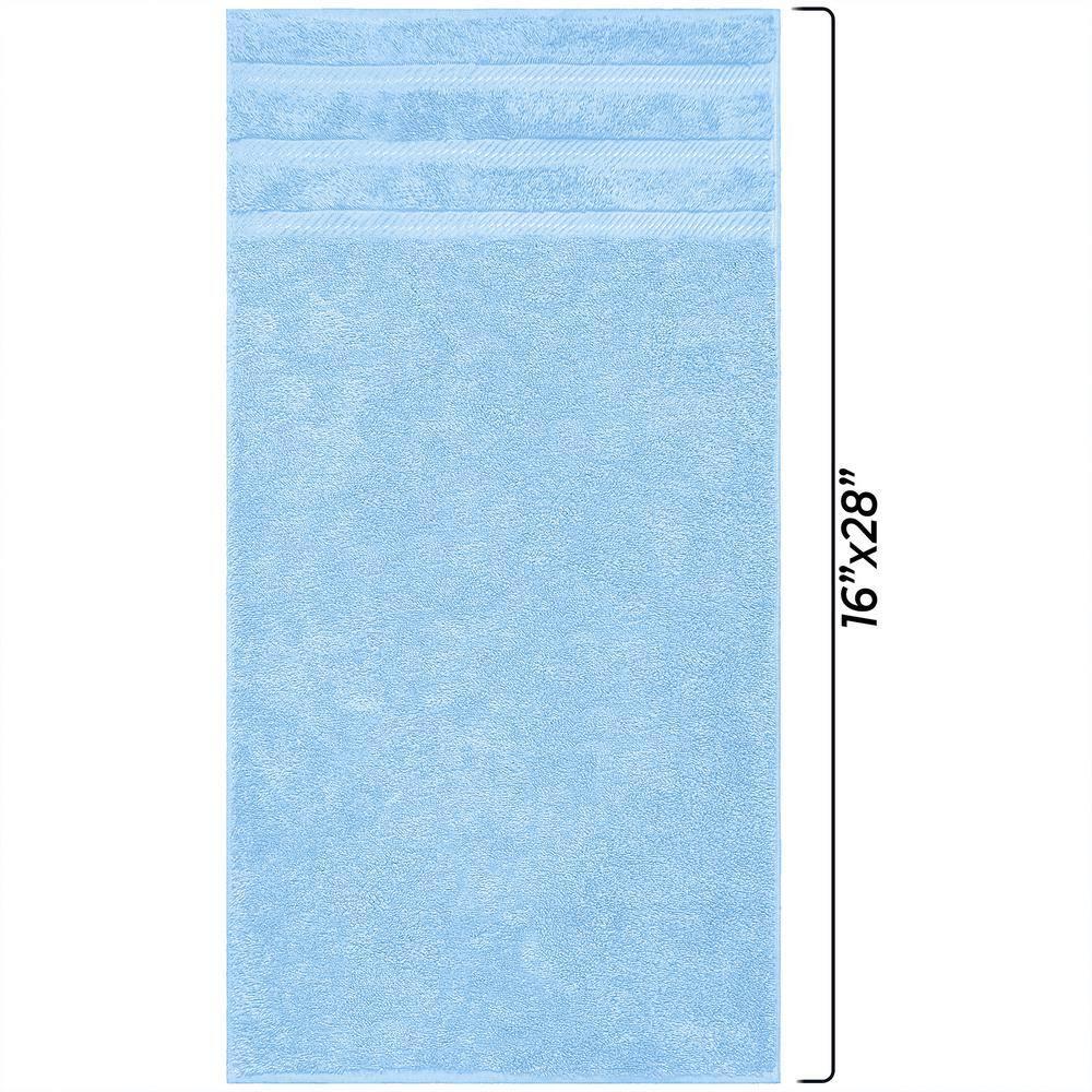 American Soft Linen 4 Pack Hand Towel Set, 100% Cotton, 16 inch by 28 inch, Hand Face Towels for Bathroom, Sky Blue