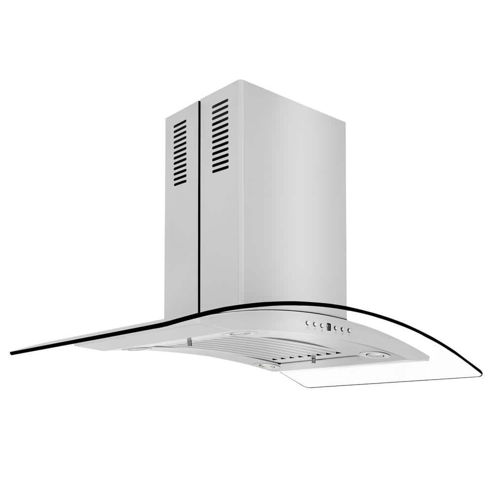 ZLINE ZLINE 36 in. Convertible Vent Isl& Mount Range Hood in Stainless Steel & Glass (GL14i-36)