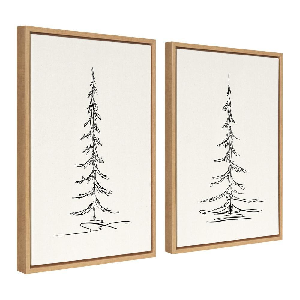 18" x 24" 2pc Sylvie Minimalist Evergreen Trees Sketch Framed Canvas Set by the Creative Bunch Studio - Kate & Laurel All Things Decor