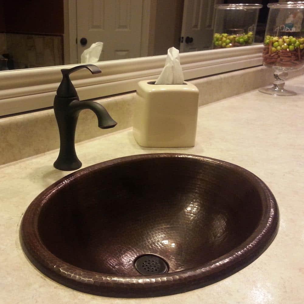 Novatto 11'' Antique Hammered Copper Copper Oval Bathroom Sink