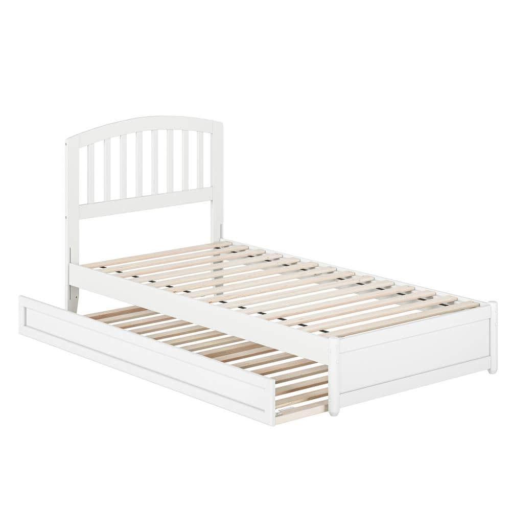 Lucia Twin XL Wood Platform Bed with Panel Footboard & Twin XL Trundle in White