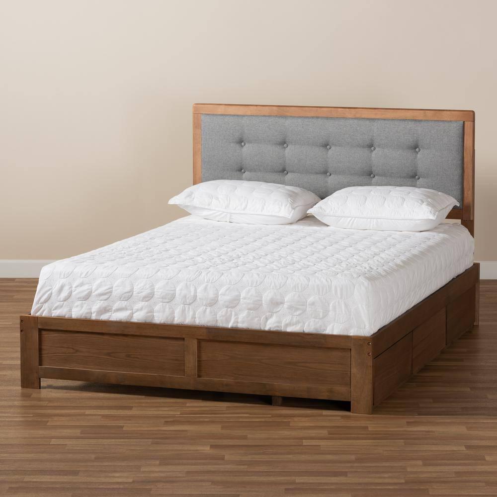 Baxton Studio Lene Walnut Finished Wood King Size 3-Drawer Bed
