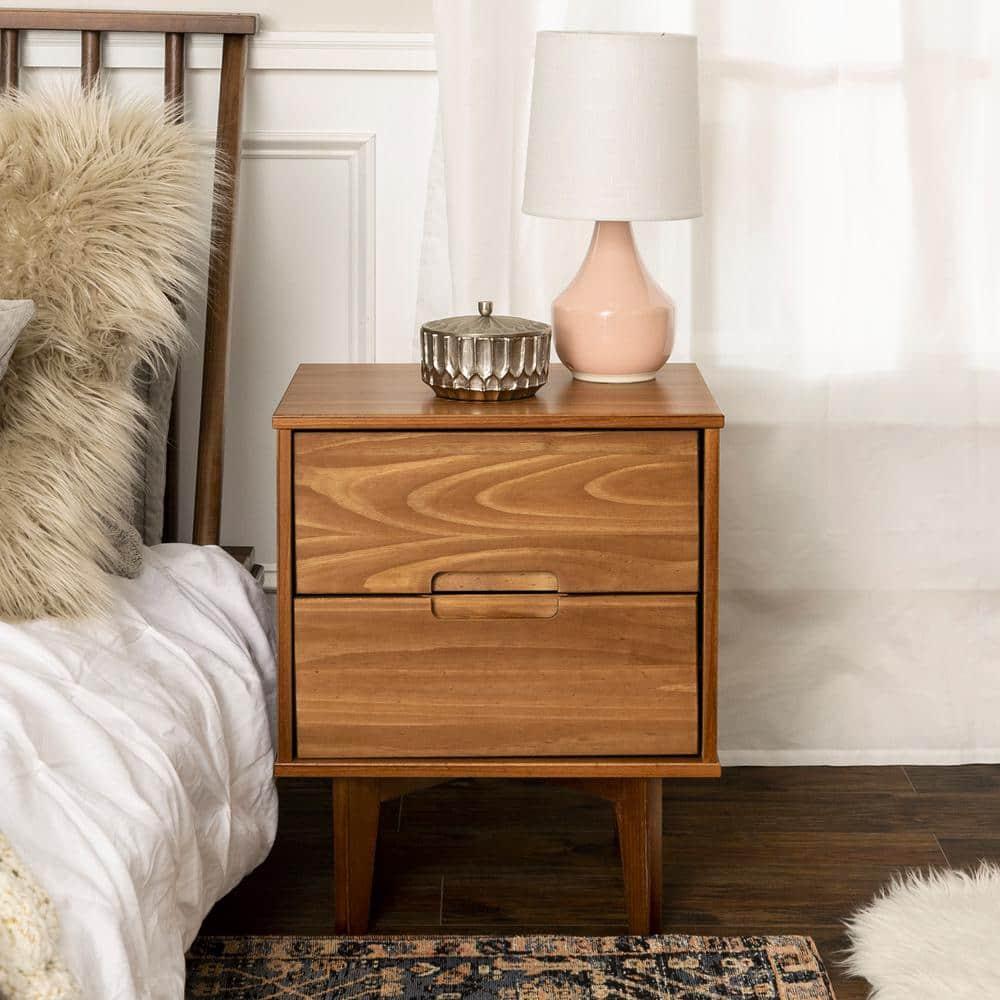Mags Solid Wood Groove 2-Drawer Nightstand
