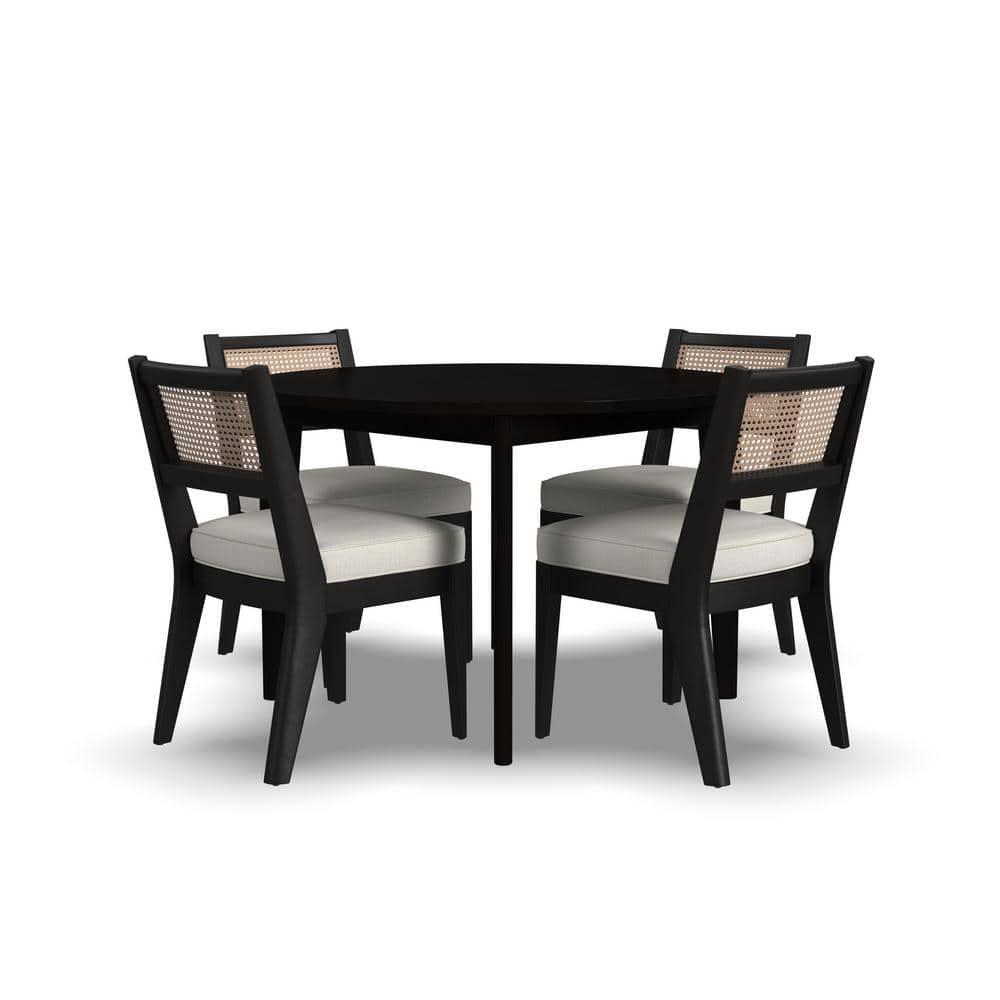 Homestyles Brentwood 5-Piece Mid-Century Wood Round Dining Set in Black