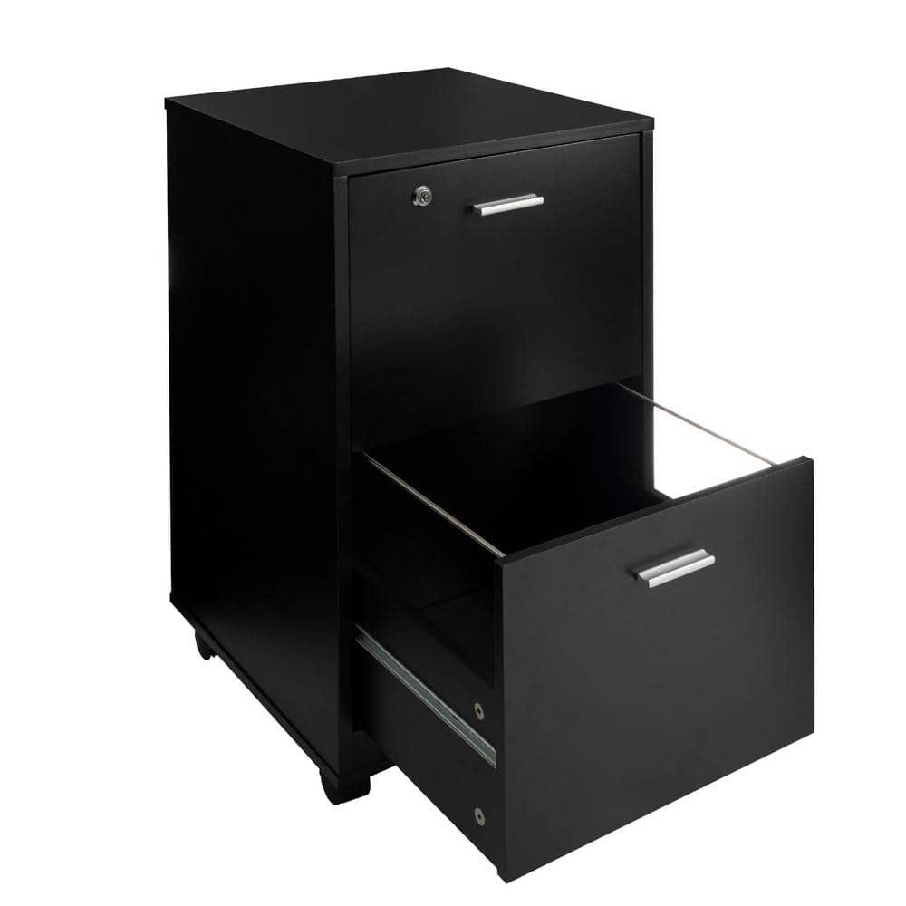 Lavish Home 2-Drawer File Cabinet with Lock and Rolling Wheels (Black)