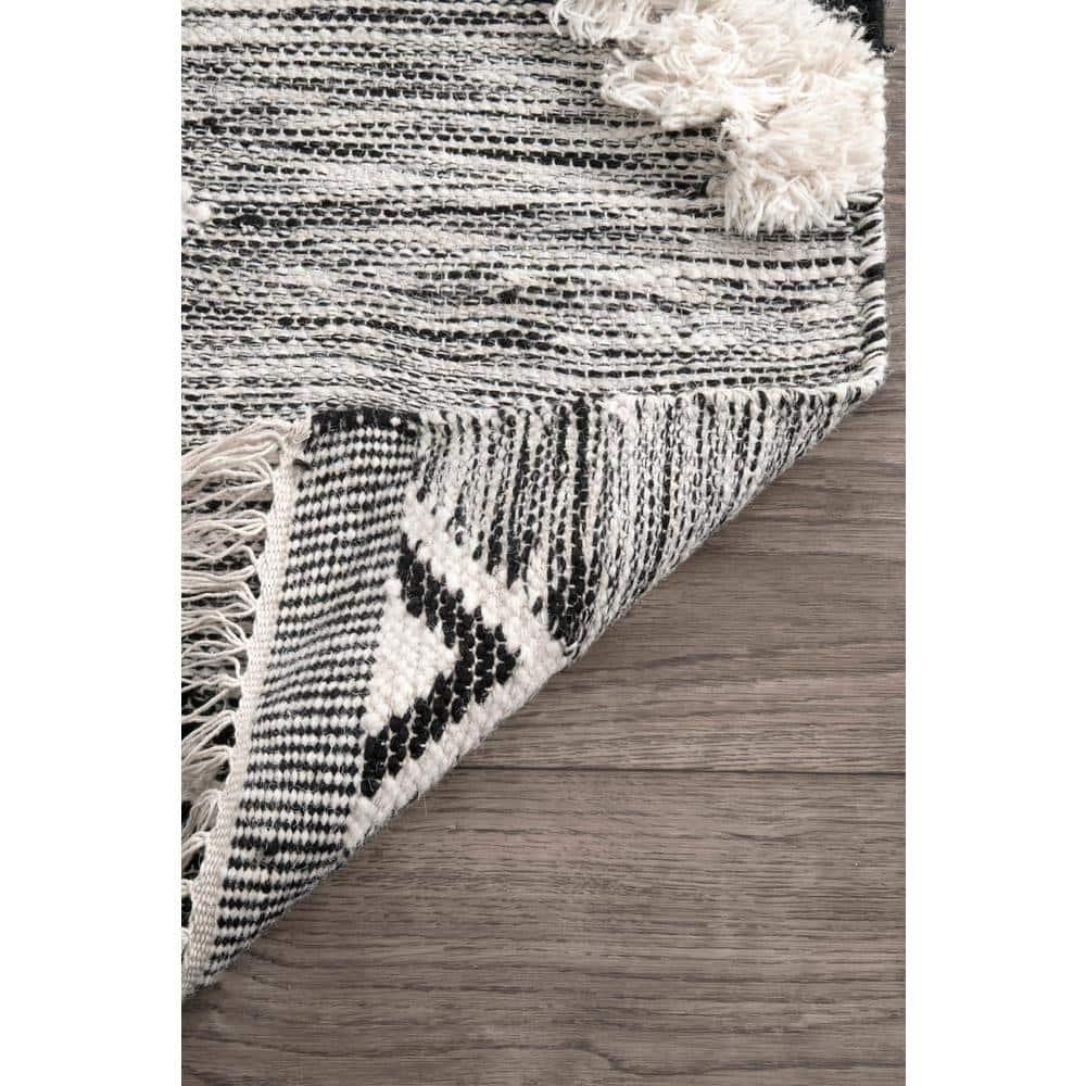 Nuloom Savannah Diamond 2x3 Wool Accent Indoor Area Rug for Living Room Bedroom Dining Room Entryway Kitchen, Black/Ivory