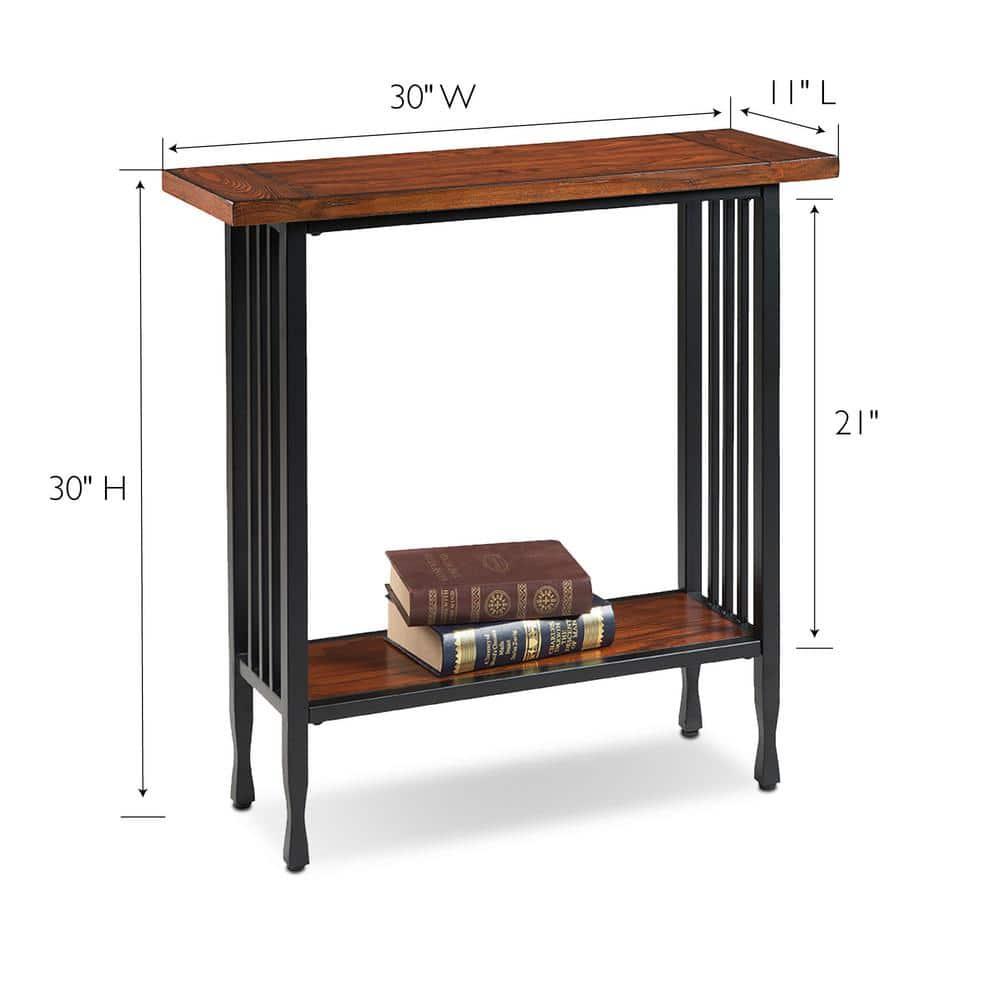 Leick Home Ironcraft Hall Stand - Mission Oak: Entryway Table with Shelf, CARB Certified, Wood Frame