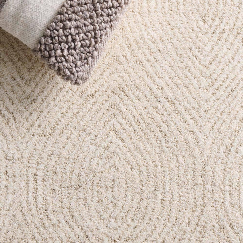 Textured Home Ivory Beige 4 ft. x 6 ft. Solid Geometric Contemporary Area Rug