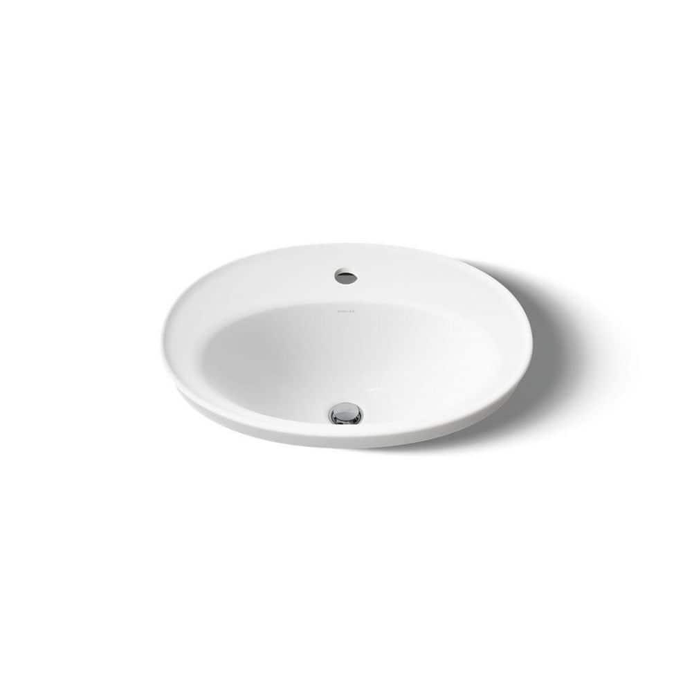 Serif® Ceramic Oval Drop-In Bathroom Sink with Overflow