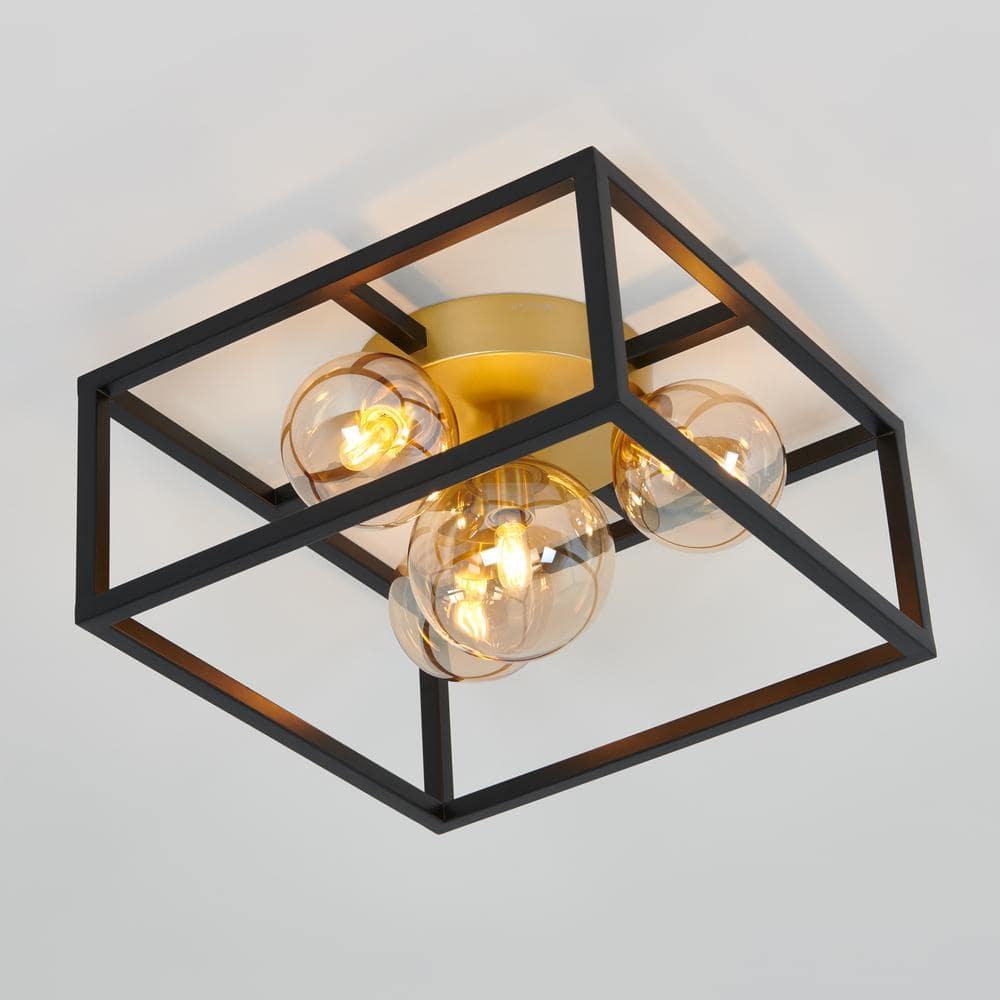 Artika Griffintown 1 Ceiling Light Geometric Flush Mount Black and Gold
