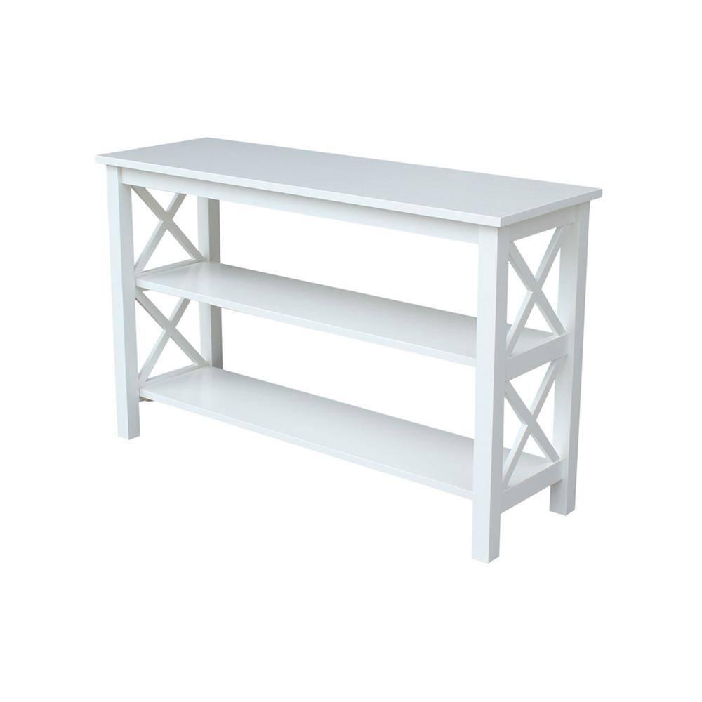 Hampton Console Table White - International Concepts: Hardwood Entryway Table with Fixed Shelves