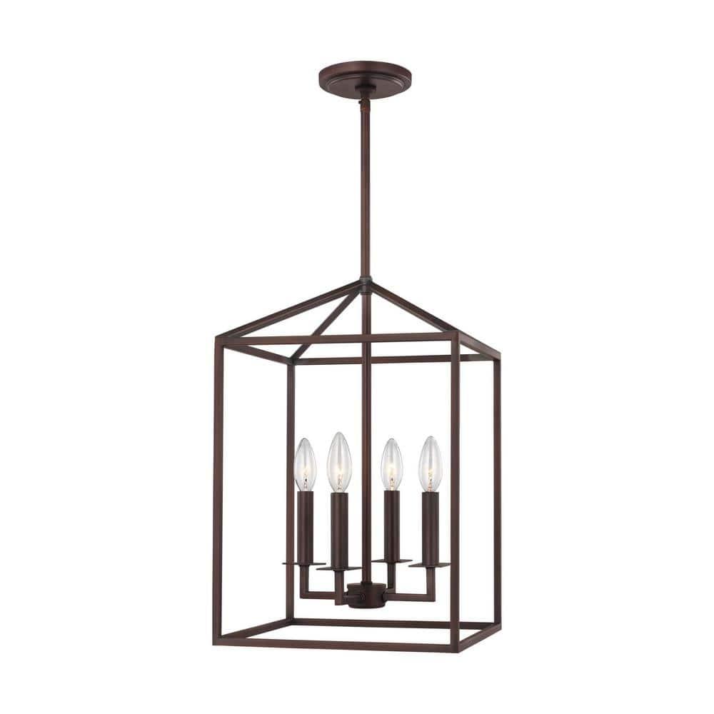 Generation Lighting Perryton 4 -Light Bronze Transitional Lantern Small Hanging Pendant light