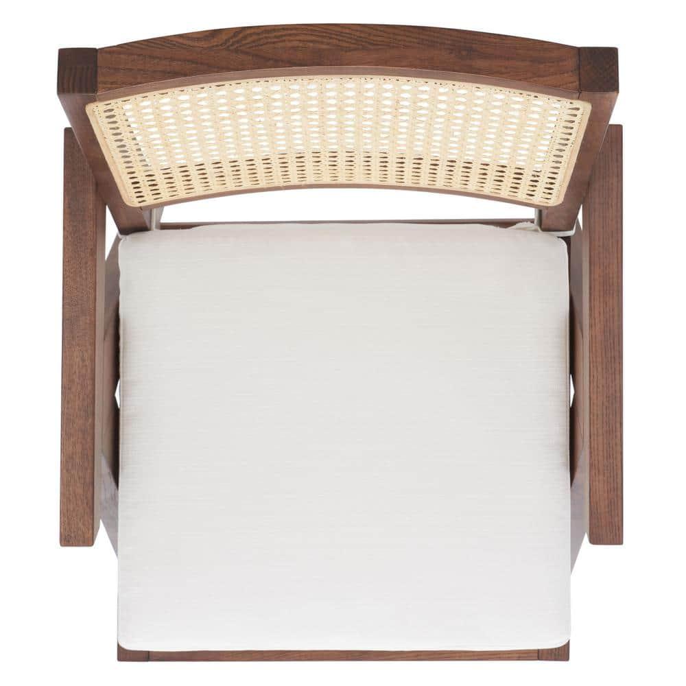 SAFAVIEH Couture Colette Contemporay Linen Solid Dining Armchair, Walnut/Natural