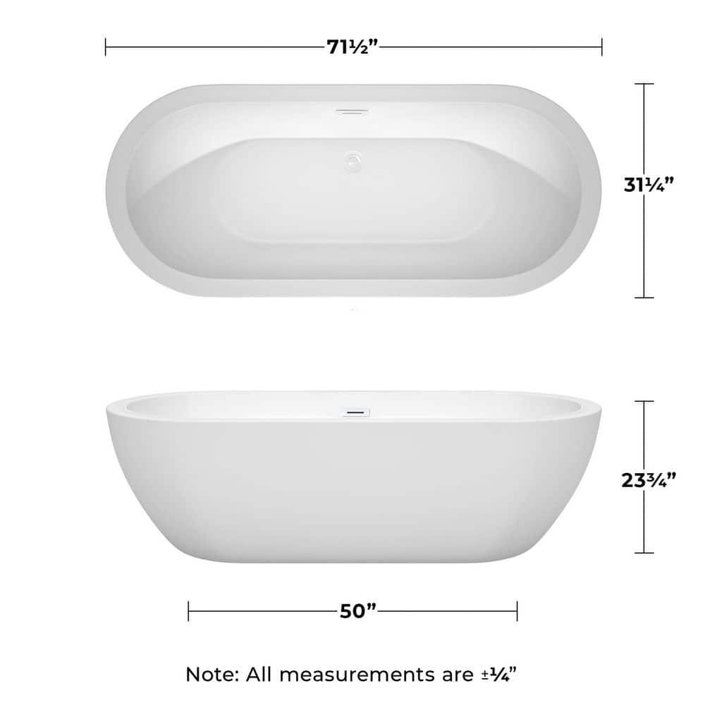 Soho 72'' x 31'' Freestanding Soaking Acrylic Bathtub