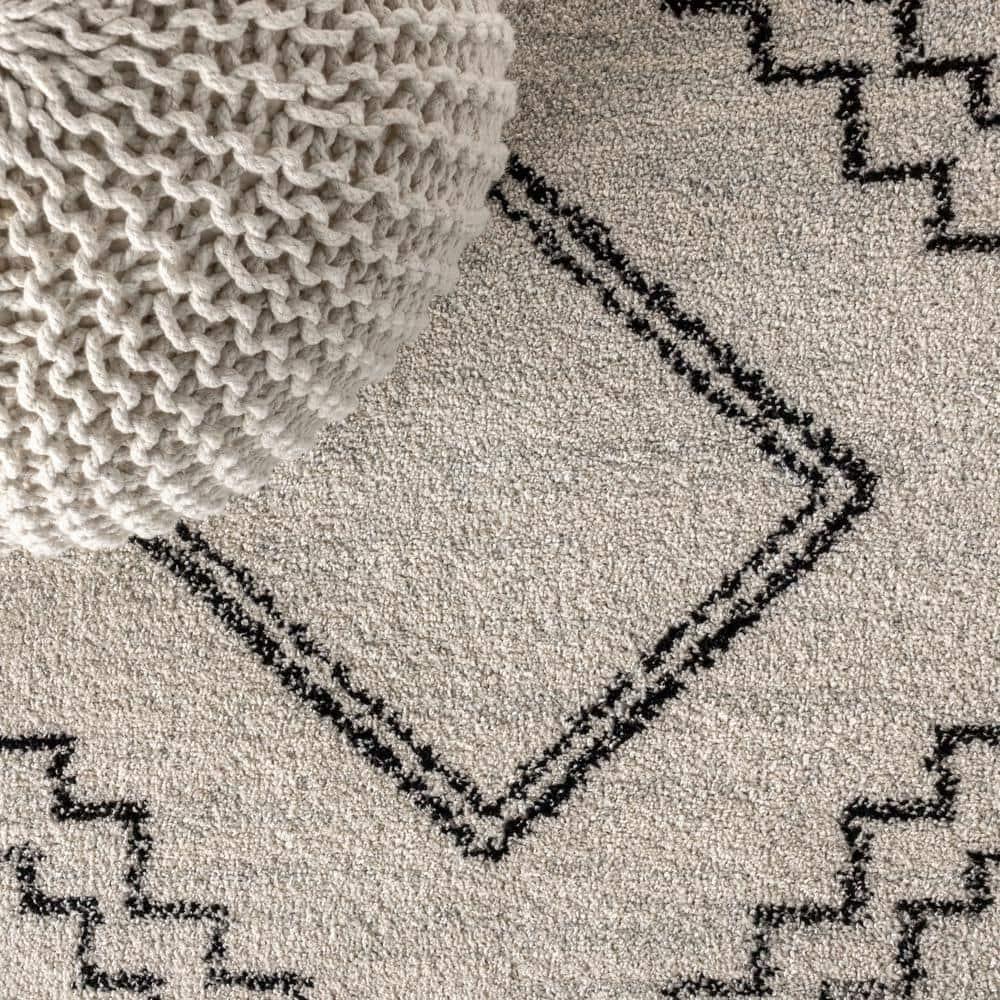 JONATHAN Y Amir Moroccan Beni Souk Cream/Black 8 ft. x 10 ft. Area Rug