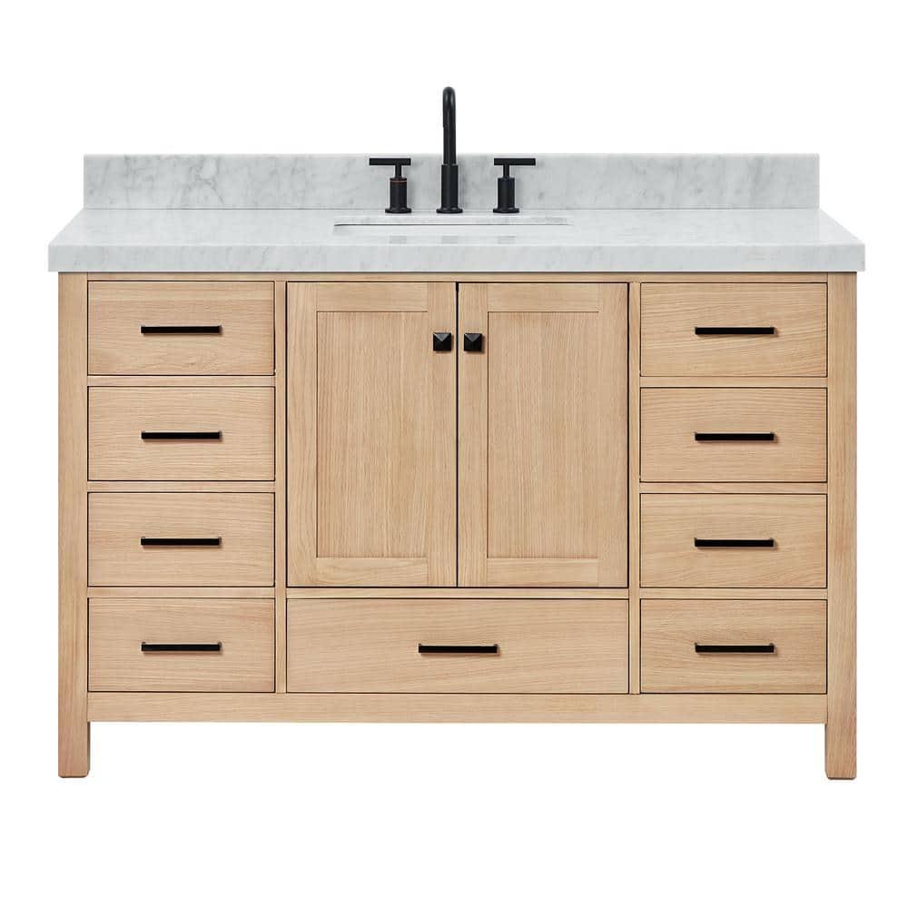 Cambridge 54'' Single Bathroom Vanity with Carrara Marble Top