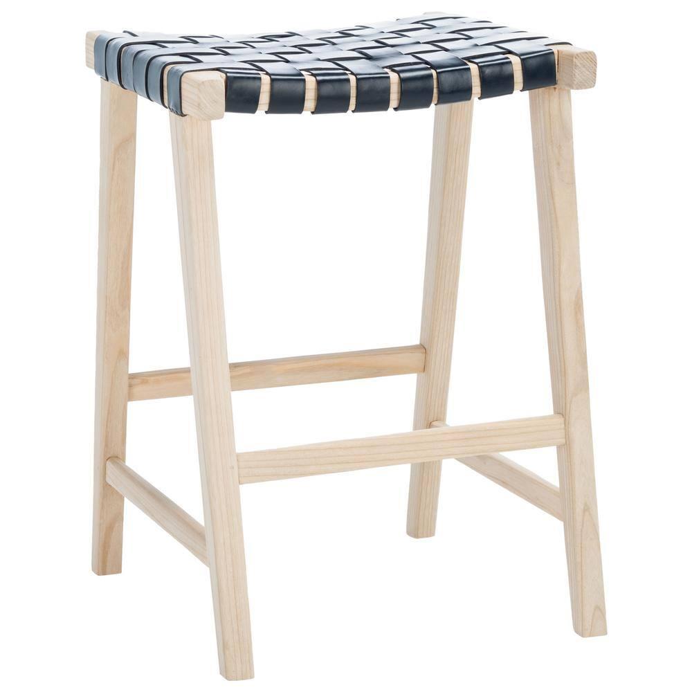SAFAVIEH Abreu Rectangle Counter Stool, Black/Light Natural (18.5 in. W x 19 in. D x 26.8 in. H)