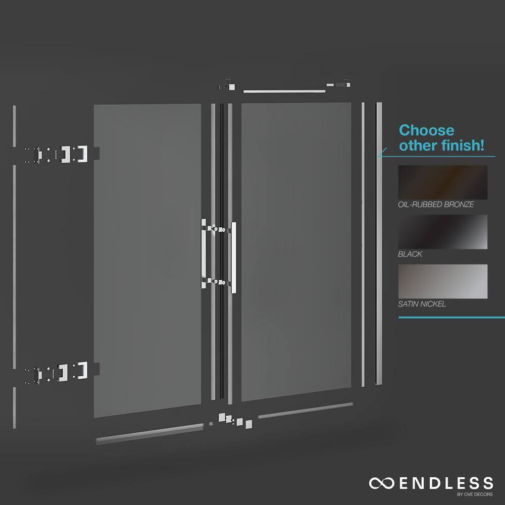 Ove Decors Endless Tampa-Pro 35" W x 72" H Corner Frameless Shower Kit, Door, Panel TP0142200
