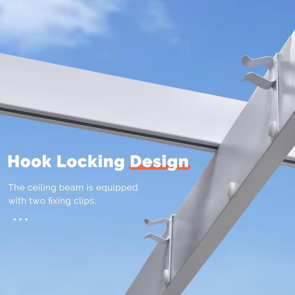 PURPLE LEAF 10' x 10' Outdoor Retractable Pergola with Double Sun Shade Canopy and White Heavy-Duty Aluminum Frame Patio Modern Adjustable Canopy Pergola for Garden Deck and Backyard, Khaki