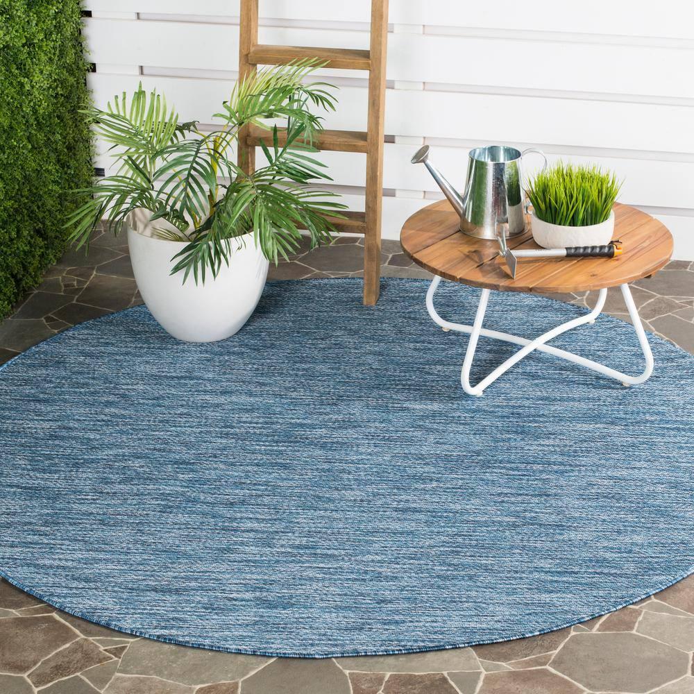 Courtyard CY8520 Power Loomed Indoor and Outdoor Area Rug - Navy/Navy - 4' Round - Safavieh
