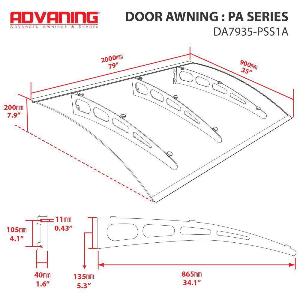 Advaning 7.9'' D Polycarbonate Cover Retractable Door / Window Awning