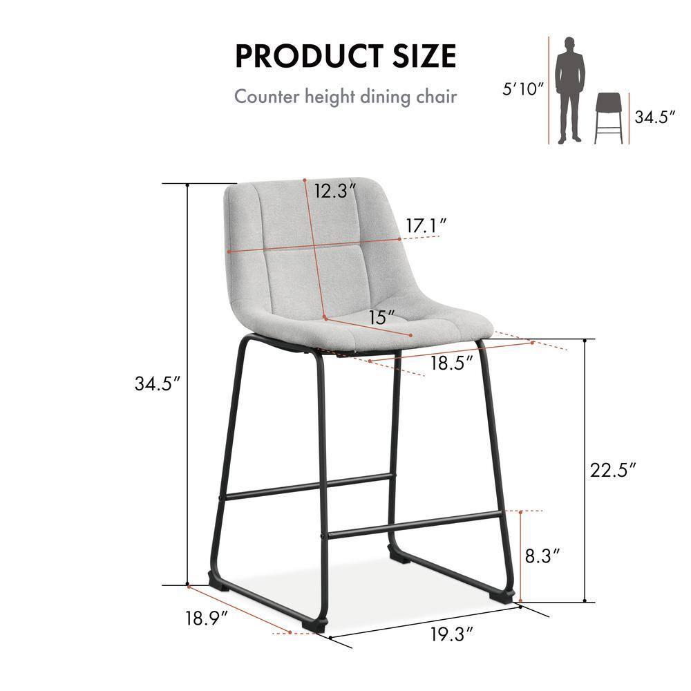 Furniture of America Perri Modern Chenille Counter Height Dining Chairs, Gray (Set of 2)