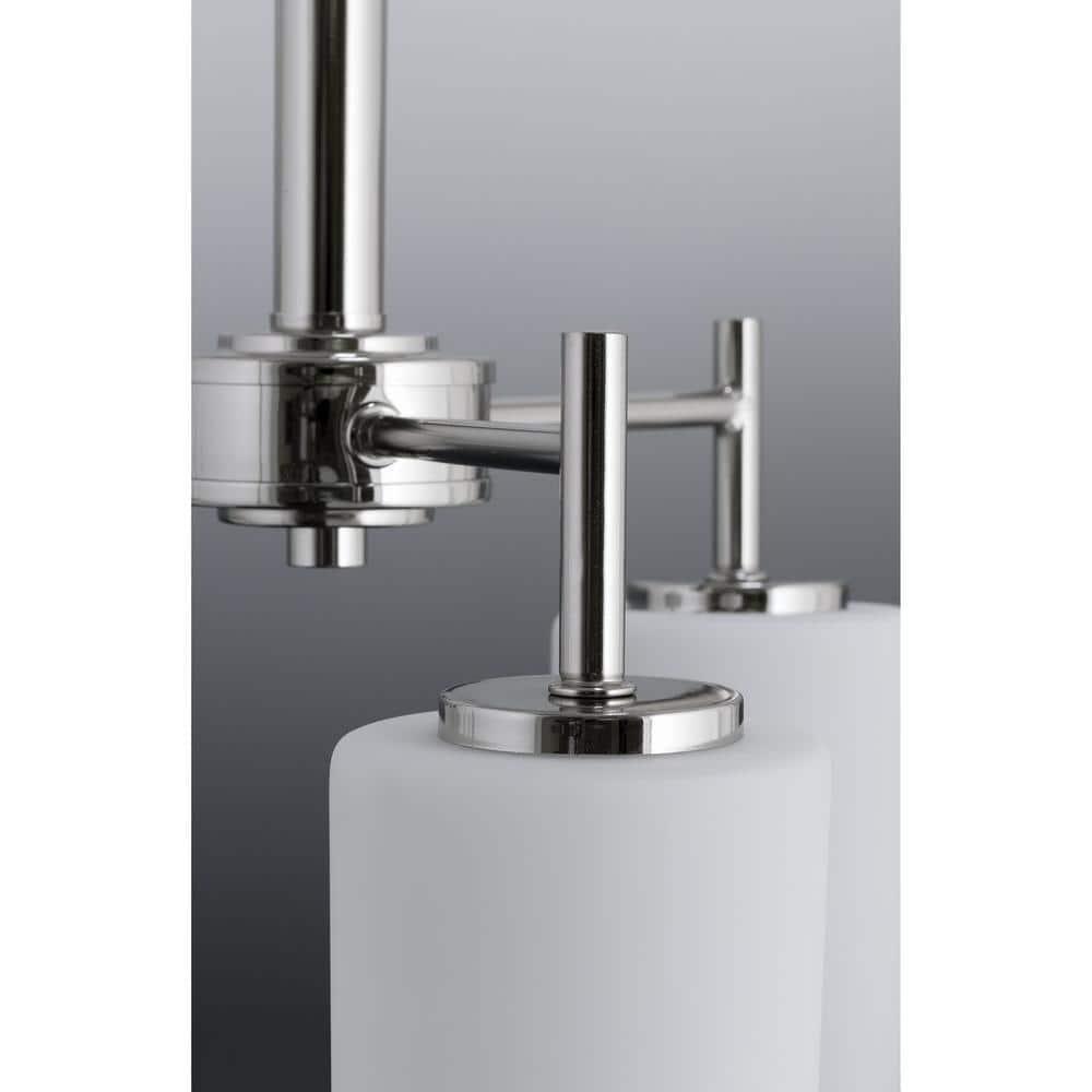Progress Lighting Replay 9-Light Two-Tier Chandelier, Brushed Nickel, White Glass Shade Collection