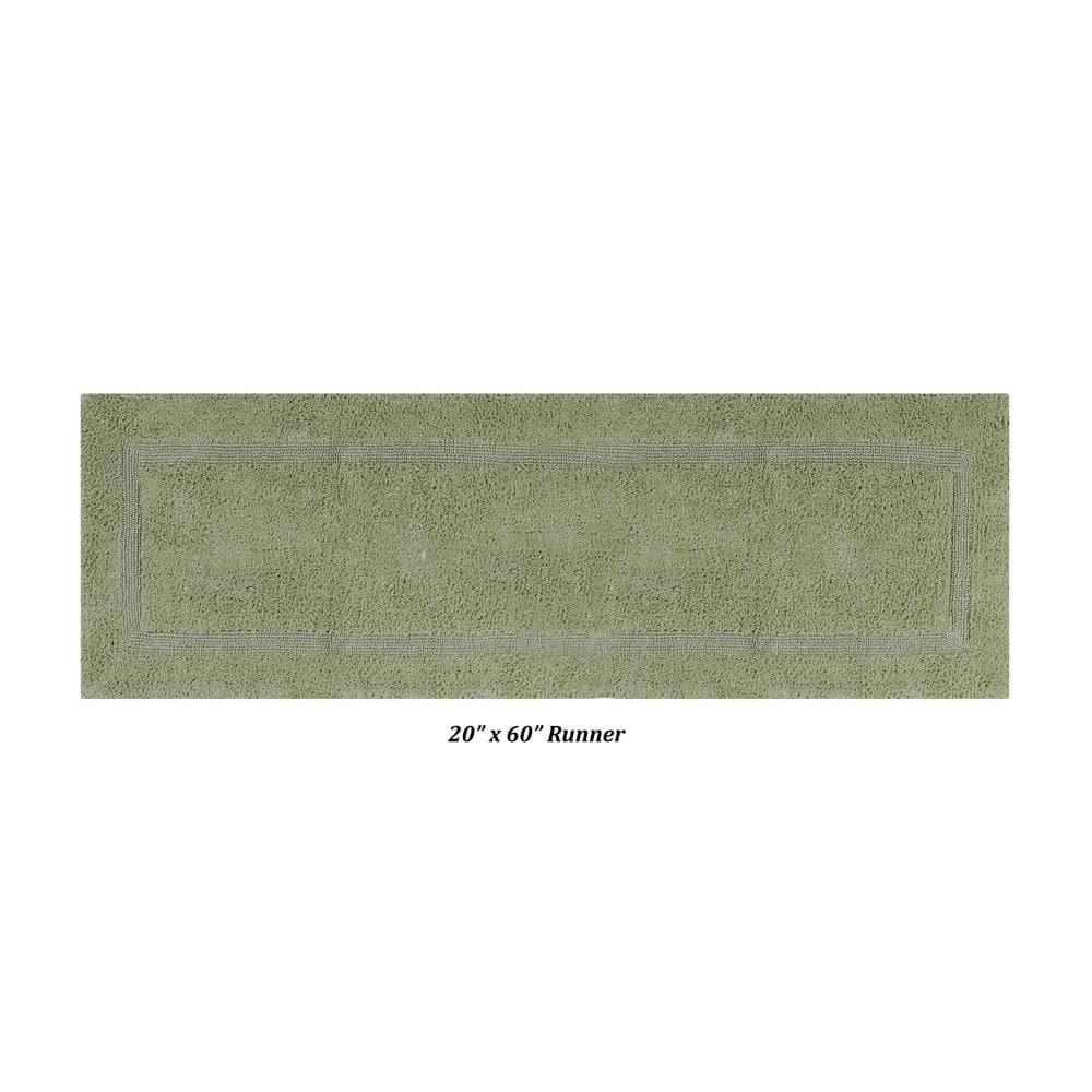 Better Trends Lux 100% Cotton Tufted Solid Reversible Bath Rug Set 3 PC (17" x 24" | 24" x 40" | 20" x 60") - Sage