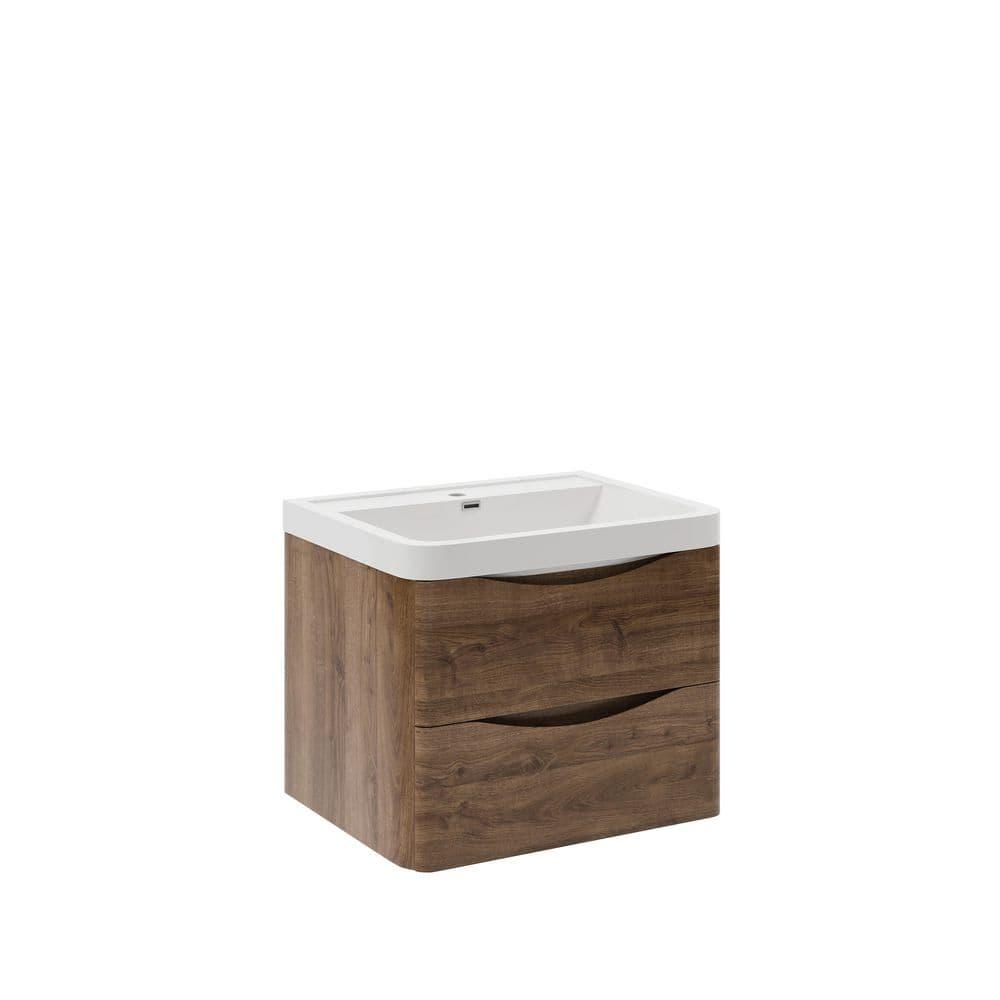 Tuscany 24" Wall Mount Modern Bathroom Vanity with Integrated Single Sink - Faucet Not Included