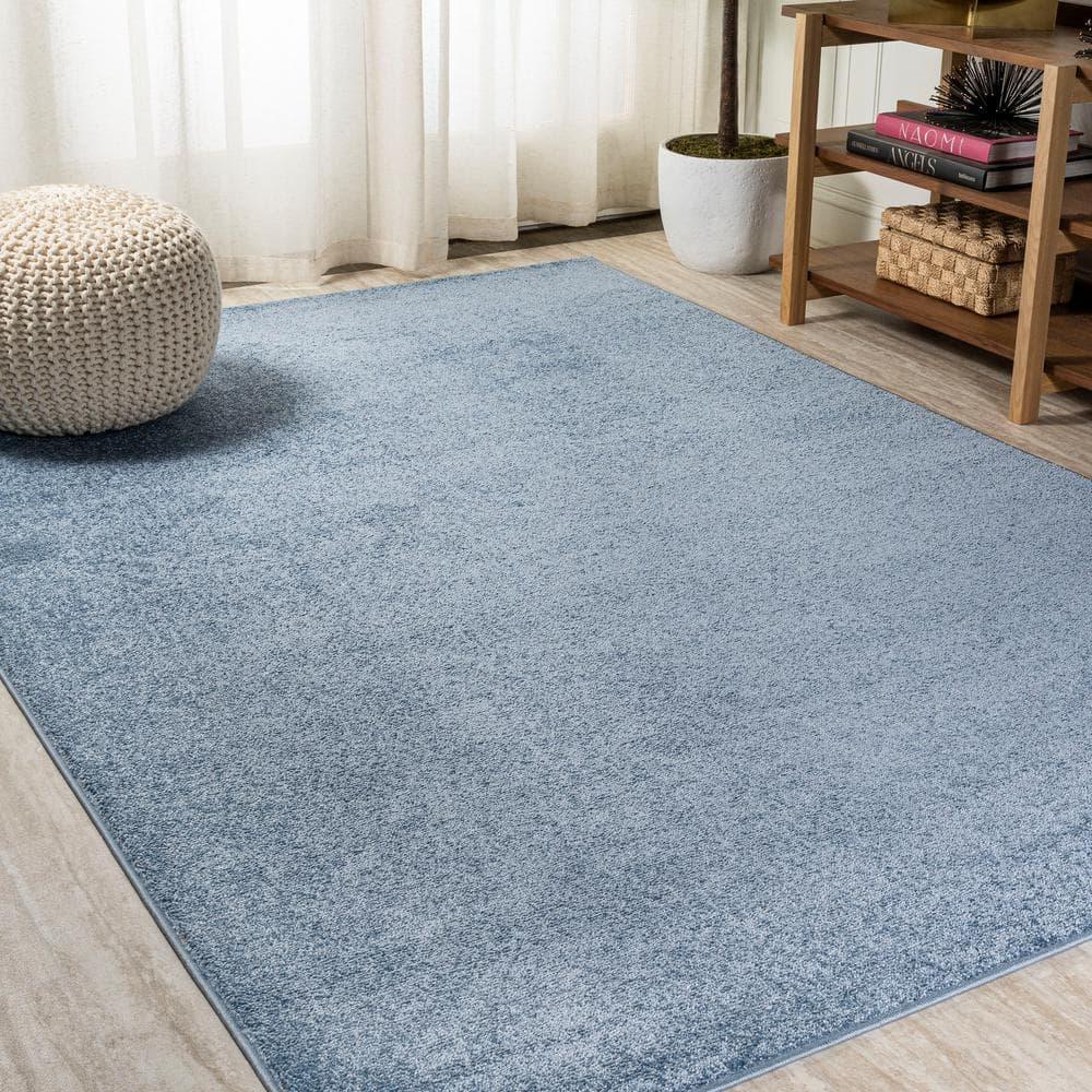 8'x10' Haze Solid Low-Pile Area Rug, Classic Blue - JONATHAN Y