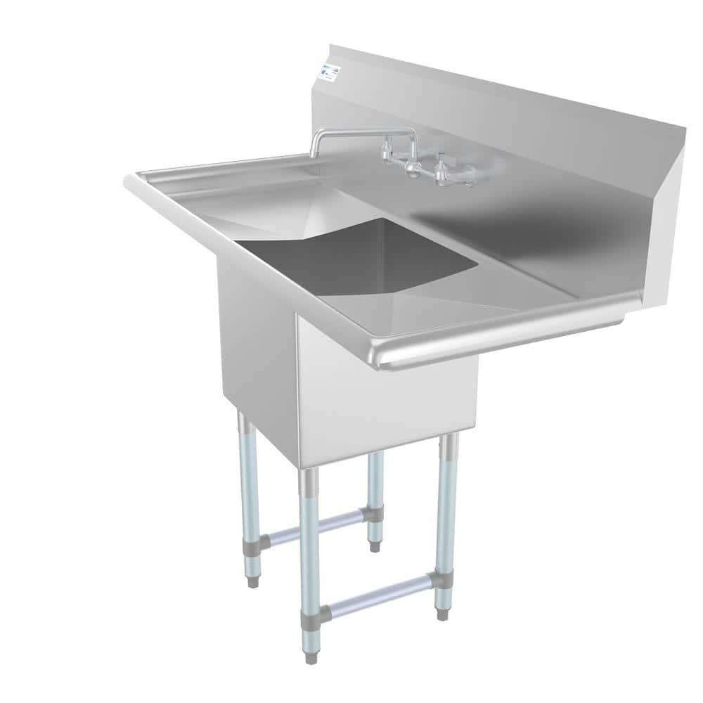 Stainless Steel Commercial Kitchen Prep Sink with Dual Drainboards