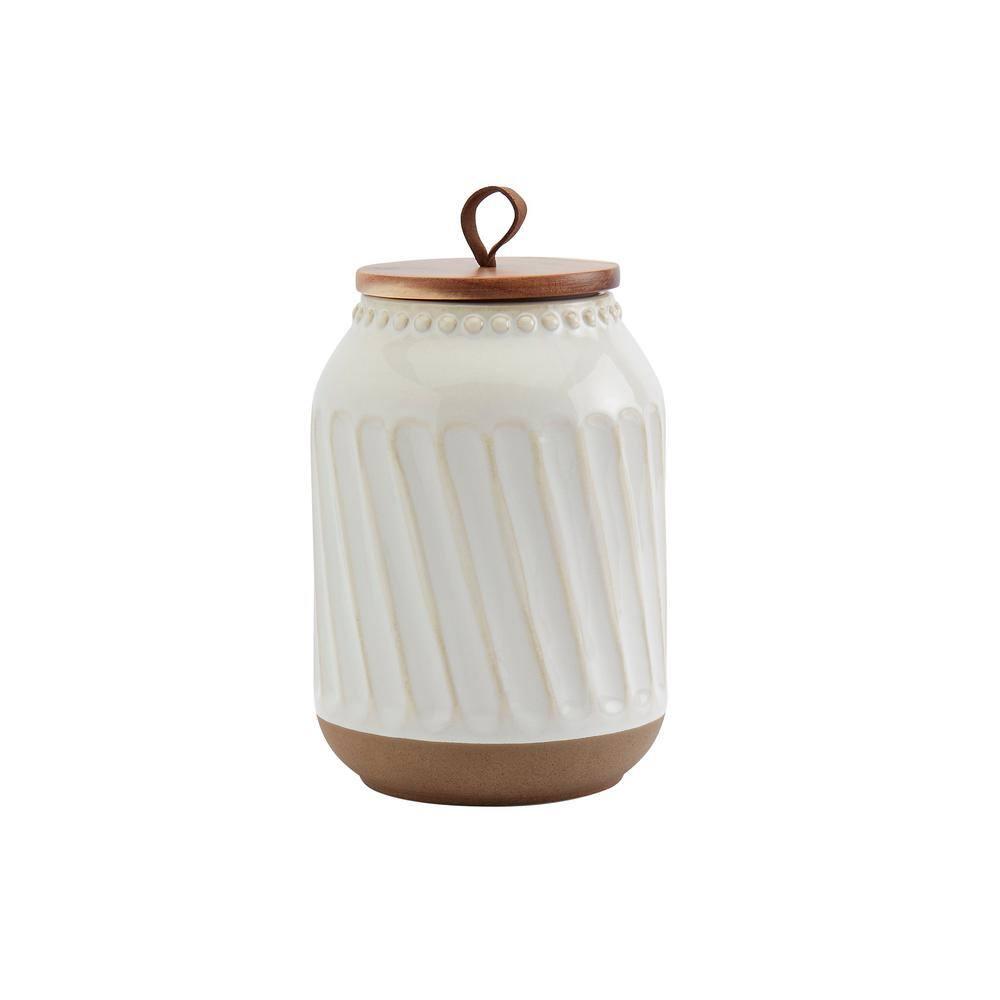 Tabletops Gallery On the Counter 3PC Ziggy Canisters With Acacia Wood Lid