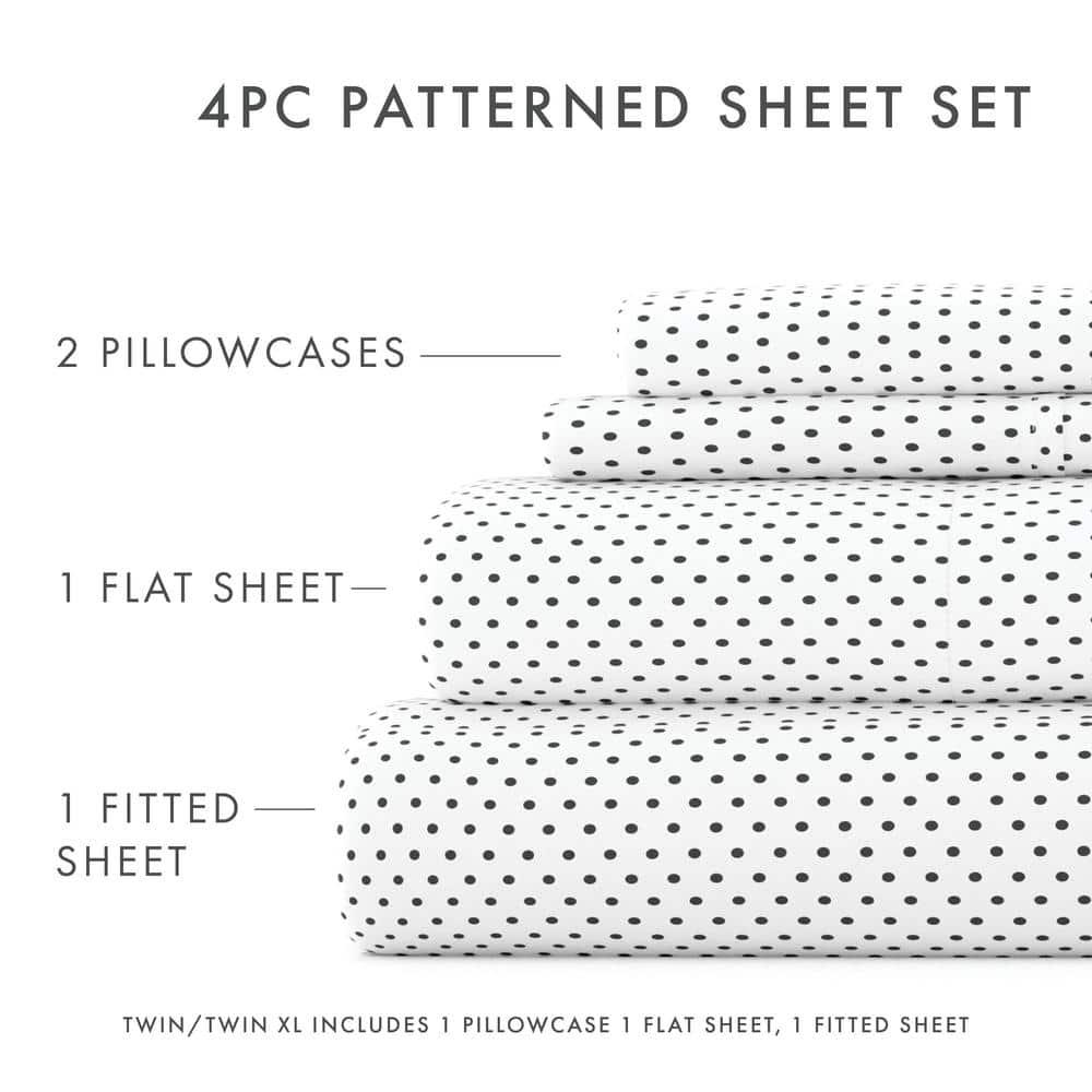 Linen Market Double-Brushed Patterned Microfiber Twin Sheet Set 3 Piece – Oeko-TEX Certified Ultra Soft & Wrinkle-Free - 16" Deep Pocket Sheets - Easy Care Twin Size - Stippled Gray