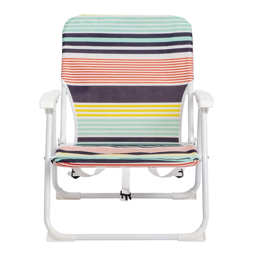 Fithood 56*60*63cm 100kg Oxford Cloth White Iron Frame Beach Chair Color small size
