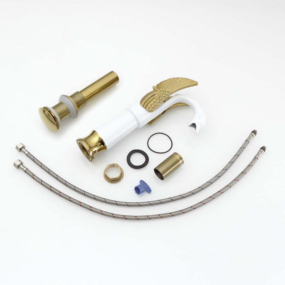 BWE Single Handle Vessel Sink Faucet with Pop-Up Drain in Gold