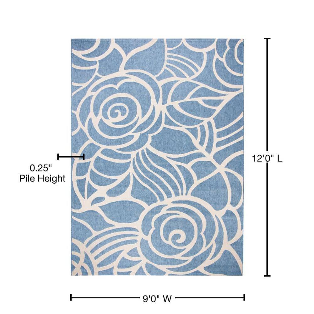 Courtyard CY5141 Power Loomed Indoor/Outdoor Area Rug - Blue/Beige - 8'9"x11'9" - Safavieh.
