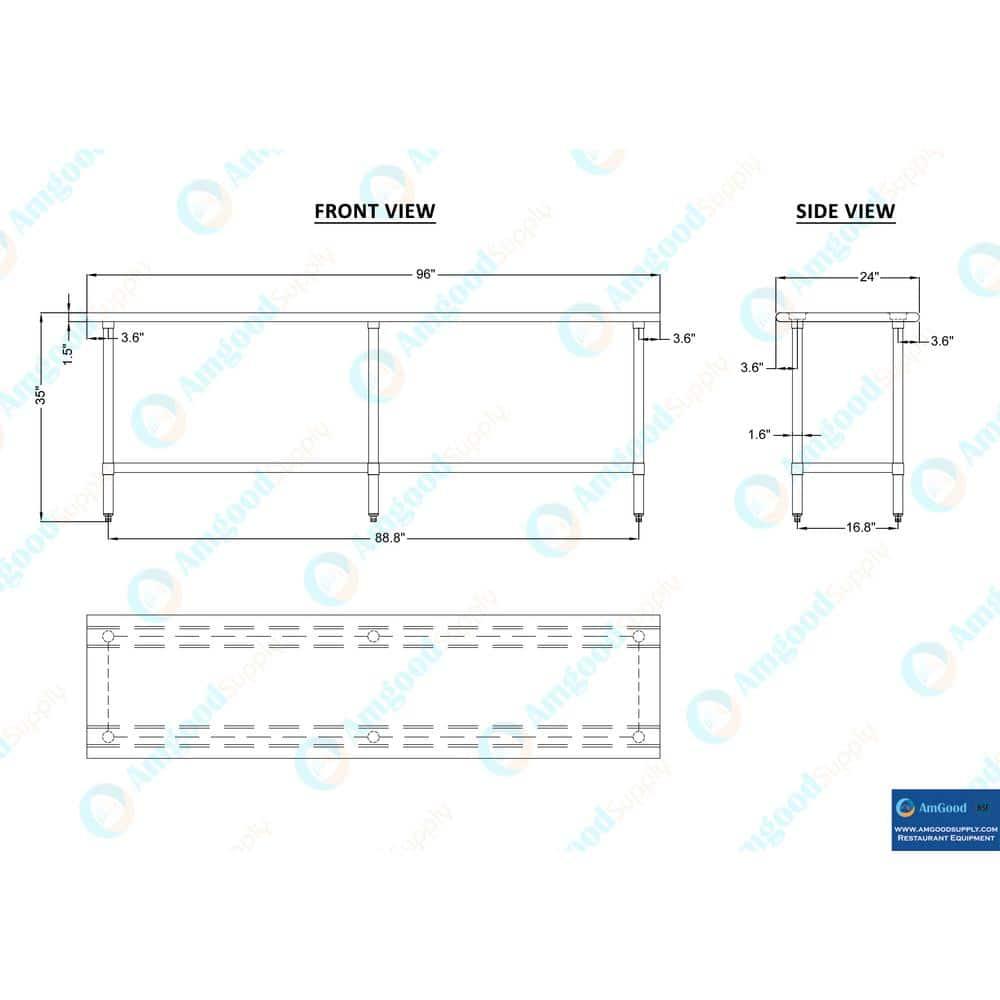 Amgood Stainless Steel Top Workbench