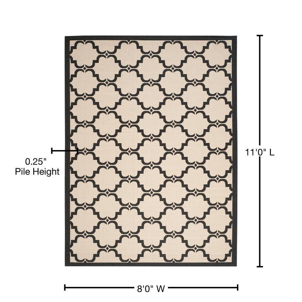 SAFAVIEH Courtyard Estelle Geometric Indoor/Outdoor Area Rug, 8' x 11', Beige/Black