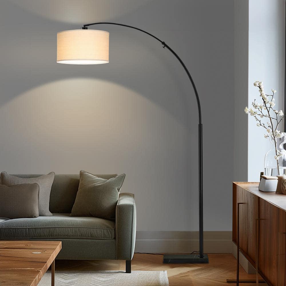 Brightech Logan 76 in. Adjustable and Extendable LED Arched Gold Floor Lamp with Weighted Marble Base - LED Bulb Included