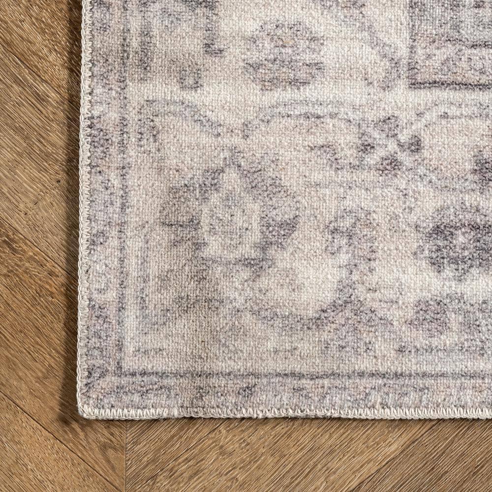 Nuloom 6 Round Machine Washable Rain Haven Vintage Medallion Indoor Area Rug, Grey Non-Slip Backing, Stain Resistant,  BedroomLiving Room, Kitchen
