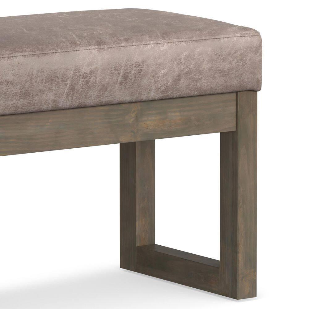 Simpli Home Milltown Ottoman Bench with Upholstered Seat and Solid Wood Frame