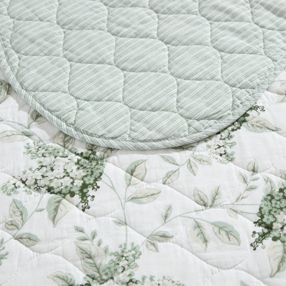 Laura Ashley Laura Ashley Portland Floral Cotton Reversible Green Quilt Set
