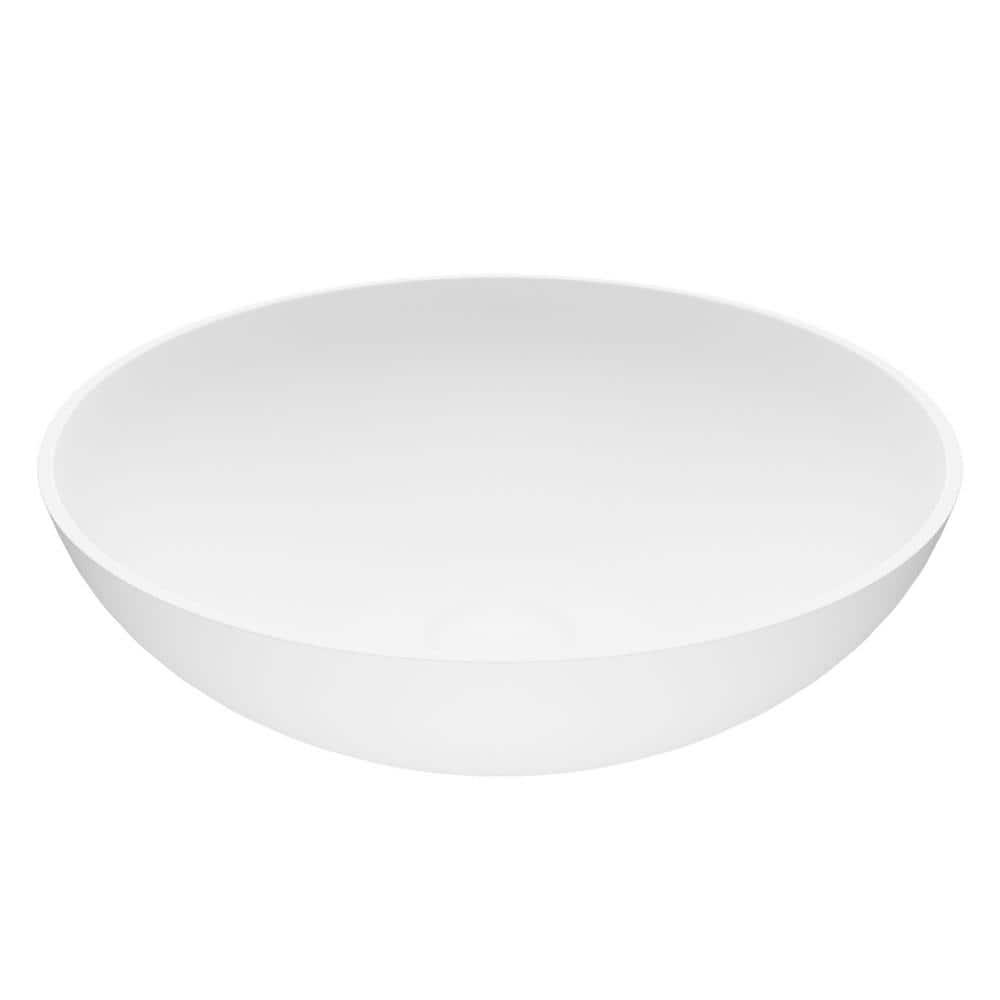 Lotus 16" L x 16" W x 5" H Matte White Handmade Round Vessel Bathroom Sink