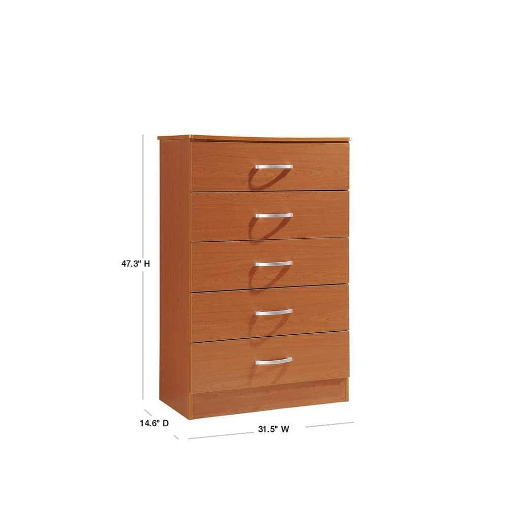 Hodedah 5-Drawer Chest in Cherry
