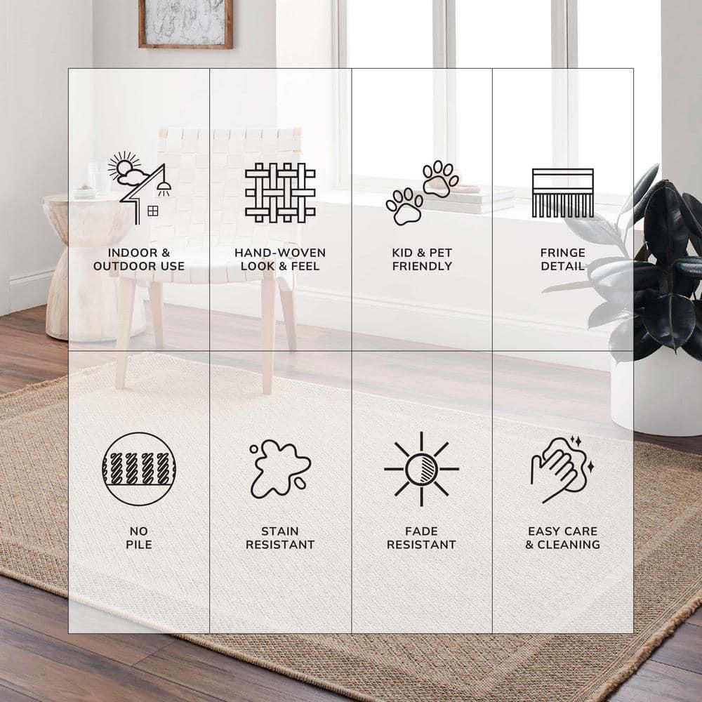 Ivory Striped Elegance 6'6" x 9' Synthetic Area Rug