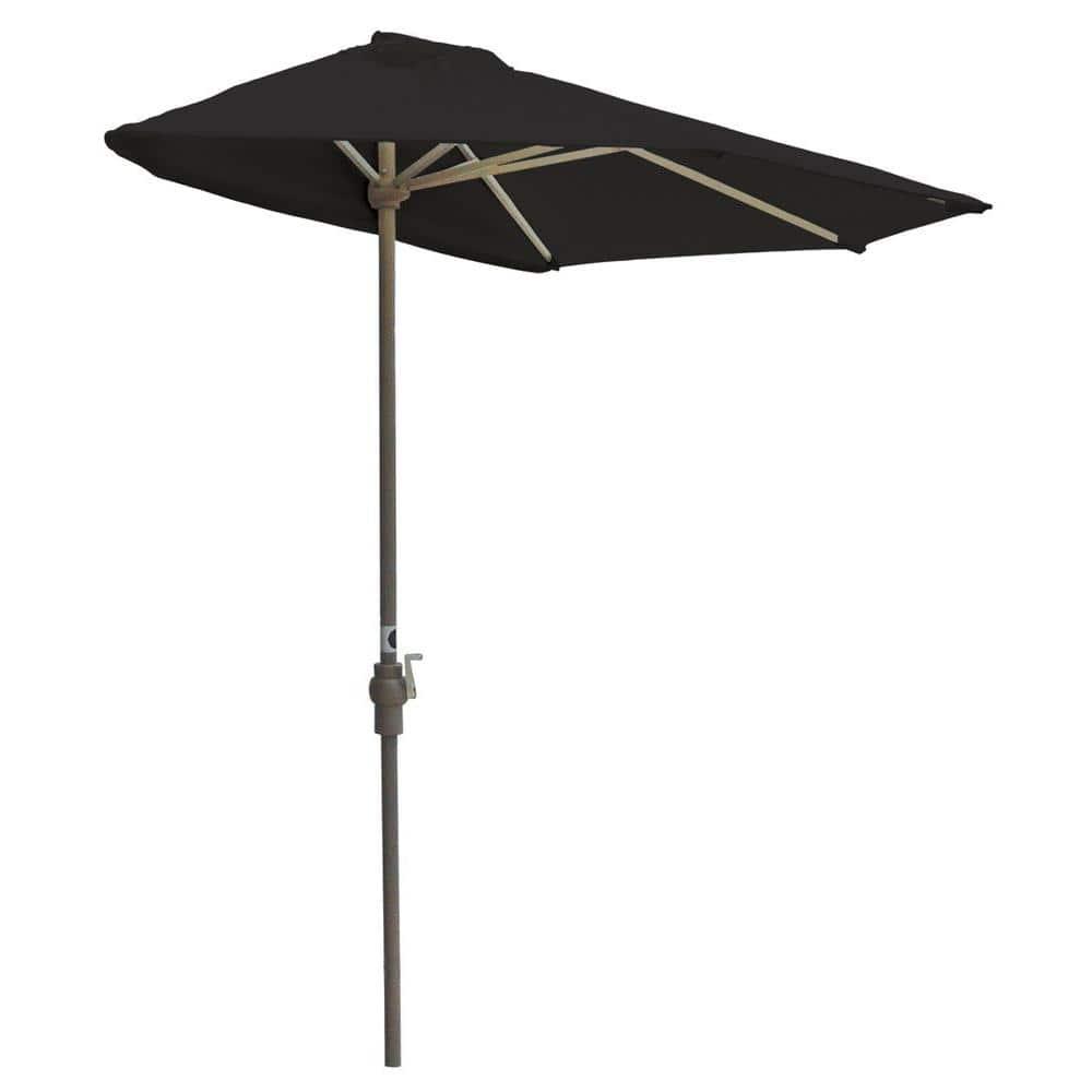 Blue Star OFF-THE-WALL BRELLA Sunbrella Half Umbrella, 9'-Width, Black Canopy