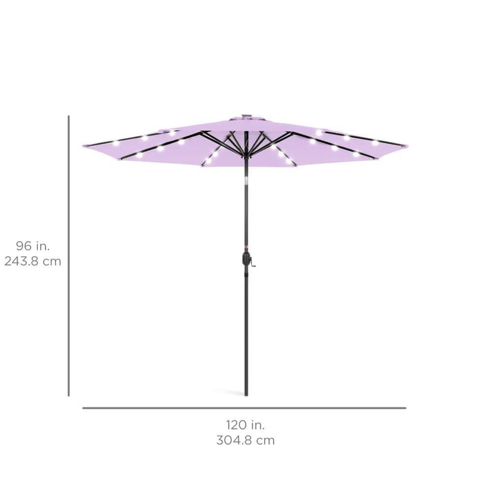 Best Choice Products 10ft Solar LED Lighted Patio Umbrella w/ Tilt Adjustment, UV-Resistant Fabric - Lavender