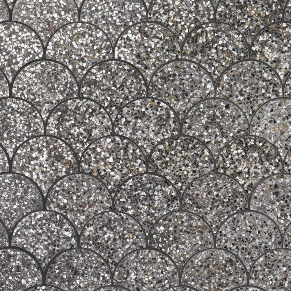 Shoal 5" Fishscale Terrazzo and Pearl Wall & Floor Mosaic Tile (0.74 Sq. Ft. / Sheet)
