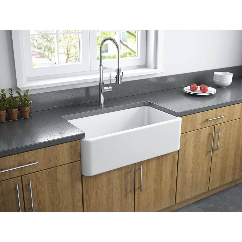 Latoscana LFS3318W 33 in. Fireclay Single Bowl Kitchen Sink