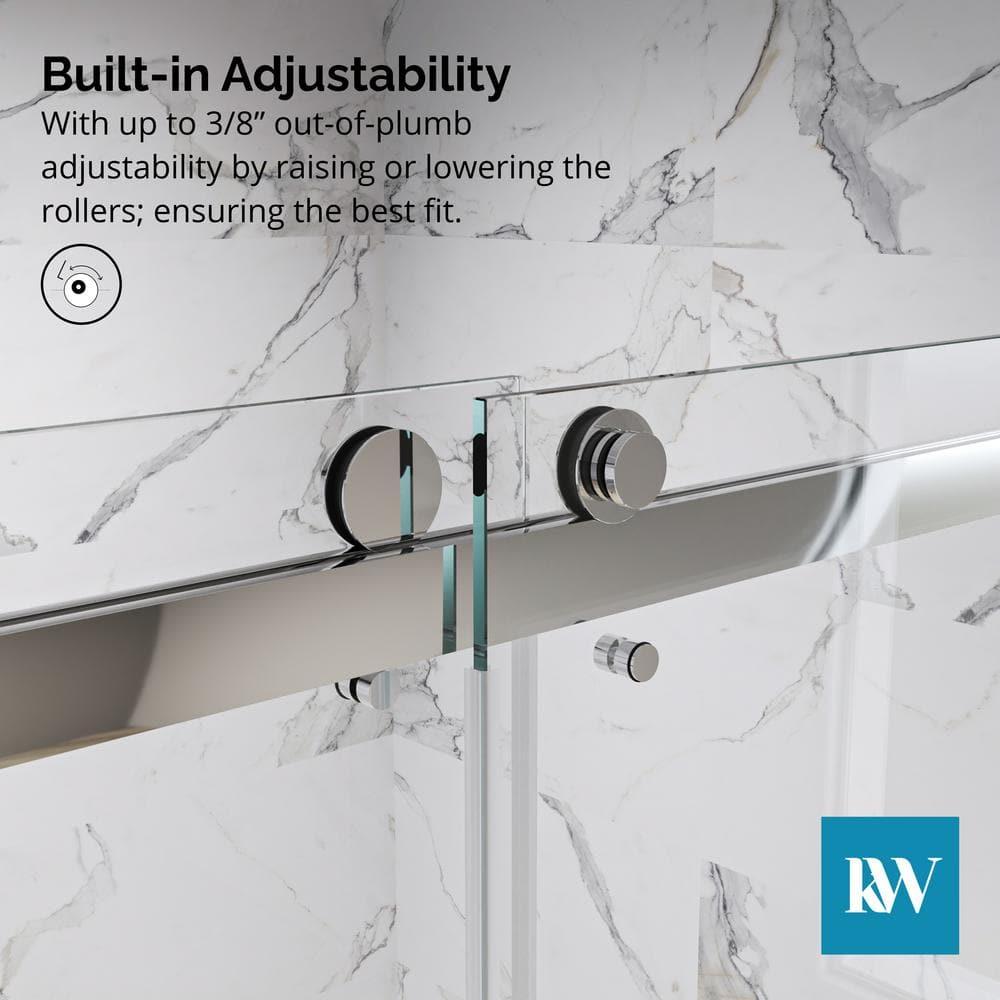 KOBIWORKS Kw03 60 In. W X 76 In. H Single Sliding Frameless Shower Door With 3/8 In. Clear Glass KW036076CH